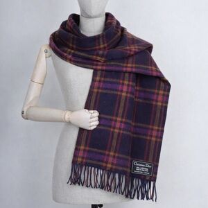 Christian Dior lambswool plaid scarf